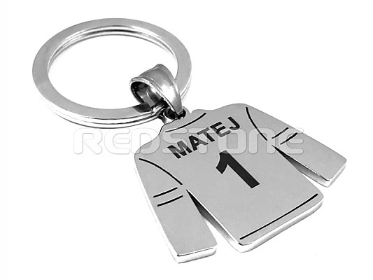 Oceľová kľúčenka hokejový dres s menom a číslom